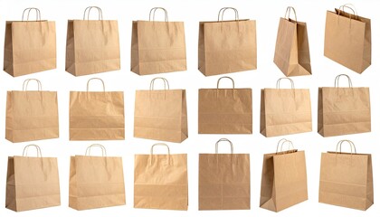 A grid of various brown paper shopping bags