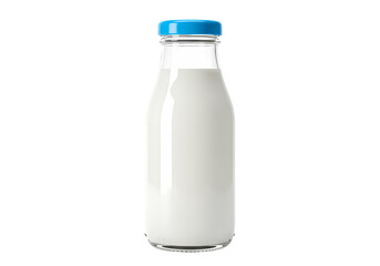 Glass Bottle of Milk with Blue Cap isolated on transparent background