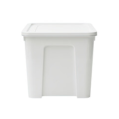 White plastic storage bin with lid for organization