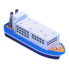 PNG 3D Large Livestock Carrier Ship Illustration Isolated on a White Background