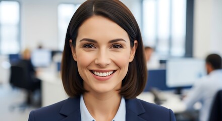 Portrait of a Confident and Smiling Businesswoman in Modern Office