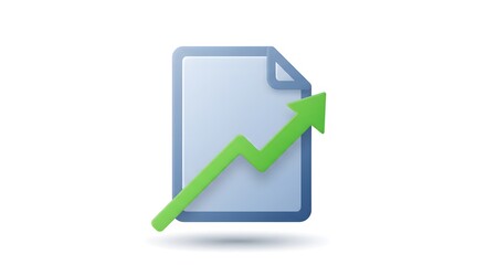 Abstract icon of document with growth arrow overlay