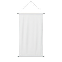 White hanging vertical banner for event mockup