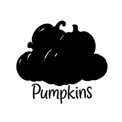 vector illustration of a black and white rubber stamp pumpkins