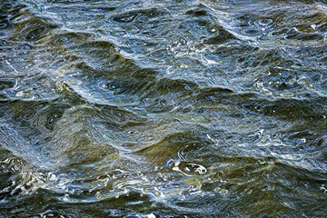 Water waves with sea foam closeup background