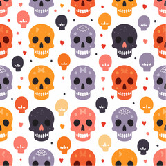 Obraz premium Halloween Skull Seamless Vector Pattern
