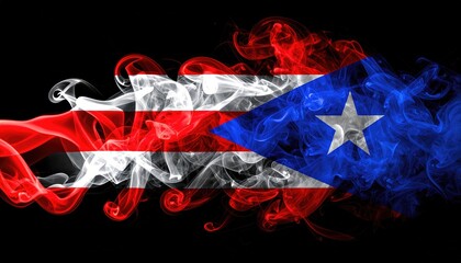 Abstract smoke design of Puerto Rican and American flags