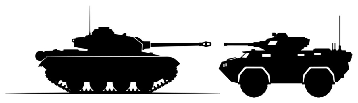 Military Armored Vehicles Silhouette Collection
