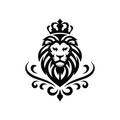 Royal Lion Head Emblem with Crown – Heraldic Vector Illustration