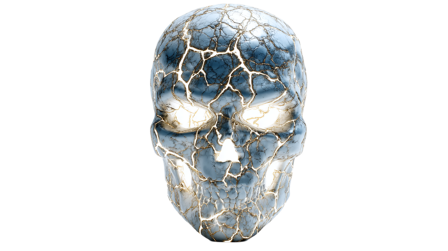 Fractured Skull, Metallic Finish isolated on transparent background