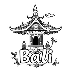 vector illustration of a bali pavilion