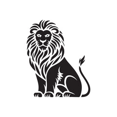 Sitting Lion Silhouette – Majestic Wild Animal Vector Illustration
