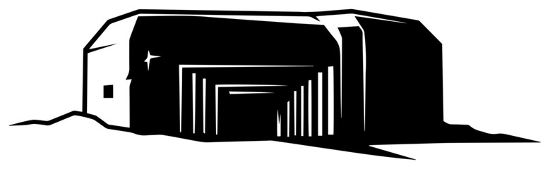 Military Bunker Hangar Shelter Icon black shape vector laser cutting engraving monochrome print