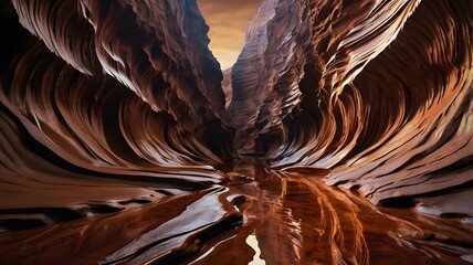 intricate layers of rock form abstract patterns Chocolate abstract background of the canyon
