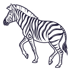 Obraz premium Line Art of a Zebra Walking A Striking Black and White Illustration