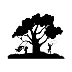 Children Playing with Swing a...