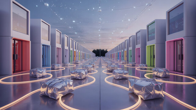 Metaverse digital assets trading parcels concept