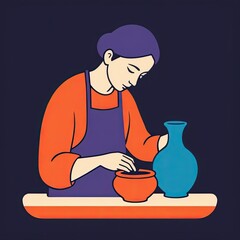 Crafting unique pottery during an art session with vibrant clay and creative energy in a cozy studio setting