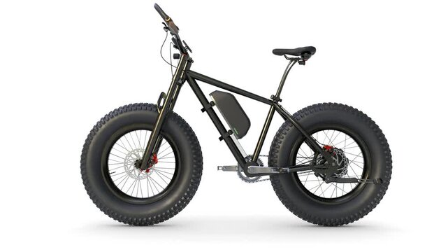 black electric bicycle on white background
