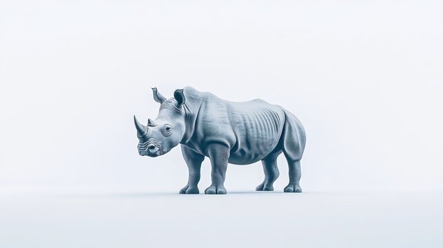 White rhinoceros isolated studio shot