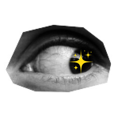 A eyes with Yellow Star retro halftone 
