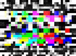 Glitch camera effect. Retro VHS background. Old video template. No signal. Static TV noise, bad TV signal.	