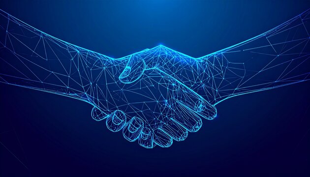 Digital Handshake A Symbol of Modern Business Partnership and Collaboration