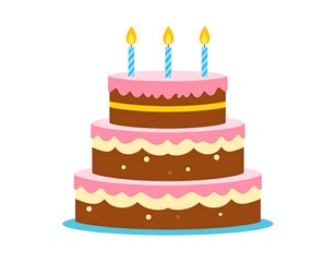 Three-tiered birthday cake with candles (1)