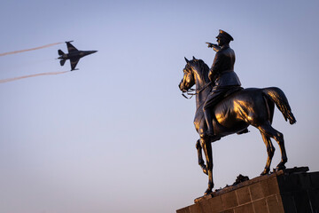 Air Show Over Ataturk Monument in Izmir Republic Square
