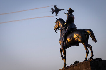 Air Show Over Ataturk Monument in Izmir Republic Square