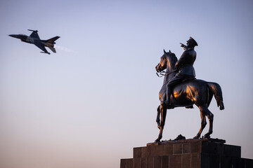 Air Show Over Ataturk Monument in Izmir Republic Square