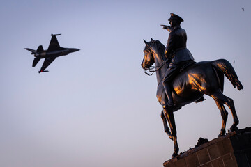 Air Show Over Ataturk Monument in Izmir Republic Square