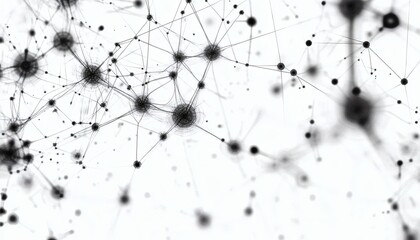 The illustration shows a complex network of interconnected nodes and lines, creating an abstract design.