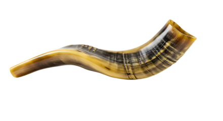 High-resolution image of a Shofar, a ram's horn,  with a warm, golden-toned abstract background, conveying a sense of spirituality and tradition.