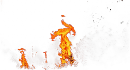Burning flame with smoke isolated on transparent background