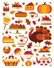 Festive Autumnal Feast A Delightful Vector Illustration of Thanksgiving Delicacies and Cheer