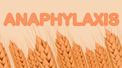 A 3d rendering of stalks of wheat with mature , light brown , textured heads . It relates to food allergies or , more specifically , wheat or gluten related anaphylaxis . © Love Employee