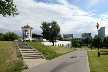 Rostokinsky Aqueduct on a sunny summer day in Moscow