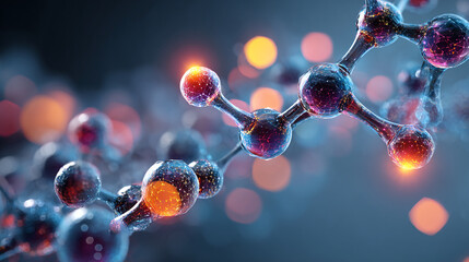 Molecular structure glowing atoms science technology research