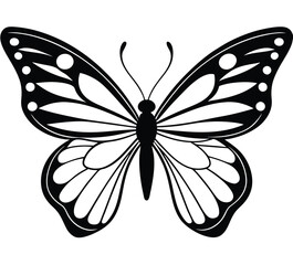 Black and white butterfly vector illustration on white background