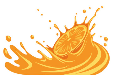 Juicy Orange Halves Vector with Splash Illustration