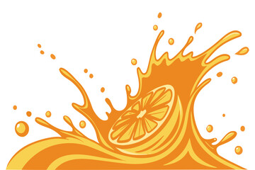 Juicy Orange Halves Vector with Splash Illustration