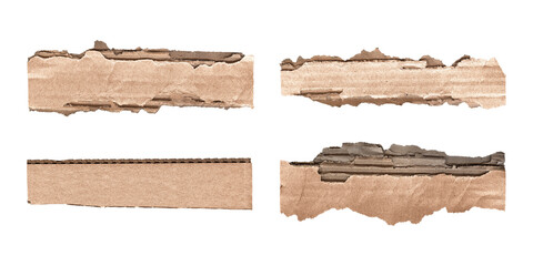 Brown corrugated cardboard ripped strip pack, transparent PNG
