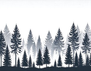 Fototapeta premium Forest silhouettes, horizontal design