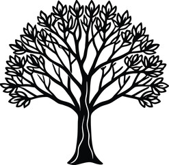 Obraz premium Tree silhouette vector with leaves in nature design