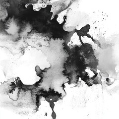Abstract monochrome ink blots on white background