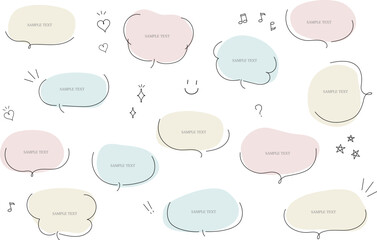 シンプルな手書きふきだしのイラスト素材セット / vector eps