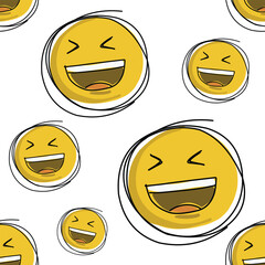 Fototapeta premium seamless ackground with laughing emoji face character.eps