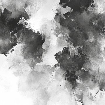 Abstract grayscale watercolor blots