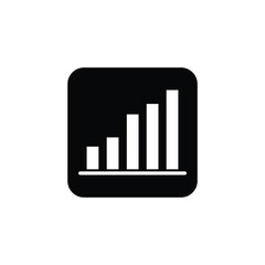 A simple black square icon with rounded corners containing a white bar chart that increases in height from left to right.